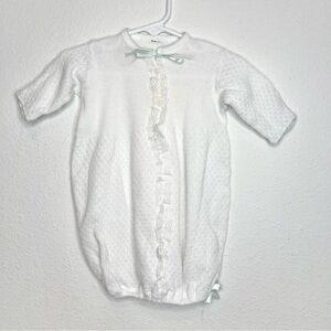 paty White Baby Nightgown with Mint Accents